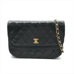 良品 CHANEL シャネル ココマーク ターンロック ラムスキン チェーン ショルダー バッグ ブラック レディース ブランド 鞄 a8668