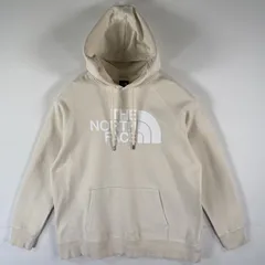 古着 ザ・ノースフェイス THE NORTH FACE パーカー ビッグロゴプリント スウェット フーディ プルオーバー XL アイボリー系 レディース