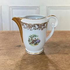 フランスアンティーク 　ピッチャー　金彩　中世絵　ロココ　磁器　フレンチインテリア【713】