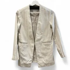 AudreyandJohnwad オードリーアンドジョンワッド バックスリットリネンノーカラージャケット H4249 Web限定モデル 麻混 ベージュ サイズS レディース 夏 ゴーゴー古着久喜倉庫店 草942