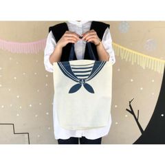 セーラー  バッグ 【 不織布トートバッグ ( セーラー服 )白×紺】バッグ かばん 鞄 セーラー おしゃれ かわいい レディース メンズ