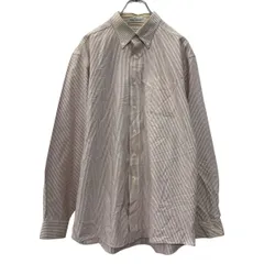 L.L.Bean 長袖 ストライプシャツ L レッド ホワイト エルエルビーン ボタンダウン ボタン コットン100% 胸ポケット 春物 a710-6025