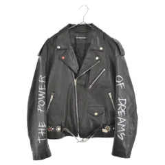 BALENCIAGA (バレンシアガ) 18AW パーソナライズドペインテッドバイカーレザージャケット 507786 TYH15 ブラックのサムネイル