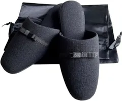 Homarina(ホマリナ) お受験 スリッパ メンズ レディース 上履き ルームシューズ フォーマル 黒 父親 母親 袋付 黒リボンM/07BK(ブラックリボン,  M)