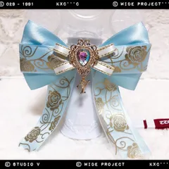 キンブレリボン ペンライトリボン 薔薇 ライトブルー ★ハンドメイド