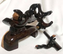 ヘラブナ万力　天然木黒柿　弓万力　ヘラブナ釣具用品　袋付き