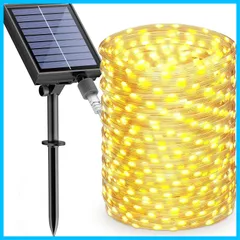 【特価セール】8点灯モード おしゃれ ガーデンライト 夜間自動点灯 ストリングライト 室内 200LED イルミネーション 22M タイプCで充電可能 防水 クリスマス/パーティー/新年/祝日/結婚式/学園祭屋外/室外/室内/庭対応 ソーラーライト ソーラーラ