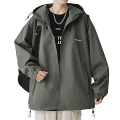 [ウェアビー] 男女兼用 撥水加工 マウンテンパーカー アウトドア 防風 雨 アウター 軽量 防寒 春夏 秋冬 ジャンパー おしゃれ 上着 パーカー ライトアウター ウインドブレーカー アノラック ジャケット 羽織り ゆったり ユニセックス [カーキ] [L]