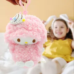 いちごひつじキーホルダー ぬいぐるみ付 ストロベリーラムチャームミニポーチ リボン＆クリームカラー バッグチャーム ギフト対応