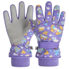 TRIWONDER スキーグローブ 子供用 スノーグローブ 手袋 男の子 女の子 防寒 防風 通学 雪遊び アウトドア クリスマス ギフト (パープル, S)