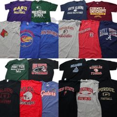 古着卸 まとめ売り カレッジ風 半袖Tシャツ 20枚セット (メンズ M /L ) チームロゴ 英文字プリント ワンポイント 中古 古着 NA6971