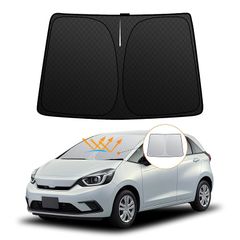 【強化版】ホンダ フィット GR系 フロントガラスサンシェード GR1/2/3/4//6/7/8 R2.2-現行 UVカット 吸盤不要 遮光断熱 夏 紫外線 UVカット 簡単着脱 内装パーツ 車種専用設計 折り畳み式 収納袋付き 0