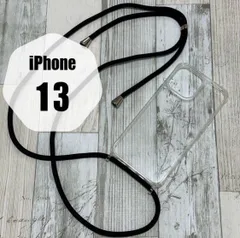 iPhone13ケース クリアケース 黒紐付き スマホショルダー