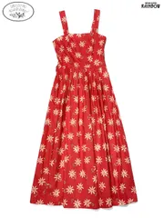 古着 Laura ashley ローラアシュレイ 花柄 コットン ロング丈 キャミソール ワンピース 赤 (otu2504126)