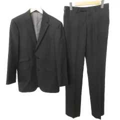 バーバリーブラックレーベル BURBERRY BLACK LABEL スーツ セットアップ super100s 総裏地 ストライプ 黒 ブラック ■GY09