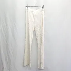◇ ⊇ nano universe ナノ ユニバース リブニット 綿 フレアパンツ サイズ38 アイボリー系 レディース E  【1410290036495】