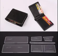 BIBIAN 美々杏レザークラフト用型紙 アクリル型 ハンドメイド ハンドメイド二つ折り財布型紙 DIY 中級者 上級者向け( 6)