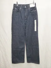 ◇ Θ UNIQLO ユニクロ タグ付き　ワイド　ストレート ジーンズ　デニム　パンツ サイズ23 ネイビー レディース P  【1410230005932】