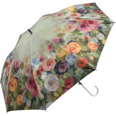 傘 アーチストブルームシリーズ～ジャンプ傘（晴雨兼用）～（シルビア ヴァシレバ「フラワーズ オン モスグリーン」）  花柄 長傘 紫外線 UVカット 華やか かわいい フラワー 小物 5Lサイズ