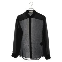 SAINT LAURENT PARIS (サンローランパリ) シルク ラメストライプ 長袖シャツ ロングスリーブシャツ ブラック 745511のサムネイル