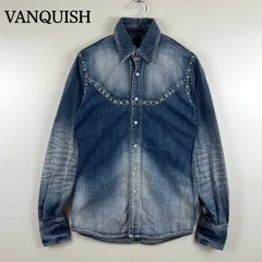 VANQUISH 00s y2k studs L/S denim shirts 44 ヴァンキッシュ スタッズ 刺繍 長袖シャツ デニムシャツ アーカイブ 平成 お兄系 FR2のサムネイル