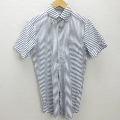 D■ユナイテッドアローズ/GLR　ストライプ柄 ボタンダウンシャツ【M】白灰/MENS/114【中古】■