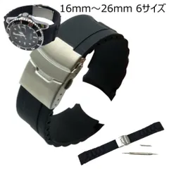 シリコンラバーストラップ 弓カン Wロックバックル 交換用腕時計ベルト 6サイズ キャタピラ2 ブラック 16mm～26mm ベルト おしゃれ バンド交換 互換性 バンド 黒 交換方法 スマートウォッチ ランニング 修理 ラグ幅 黒 レディース メンズ