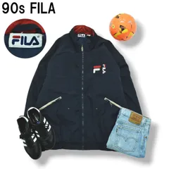 90s ヴィンテージ フィラ FILA ビッグシルエット ナイロン ジャケット ウィンドブレーカー キルティング 中綿 XXL ネイビー x レッド スポーツ カジュアル メンズ