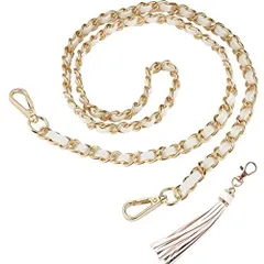 白/金 [サムコス] チェーン ストラップ ショルダー クロスボディバッグ用 ハンドバッグ 付け替え 交換用 ストラップ 120 CM (白/金)