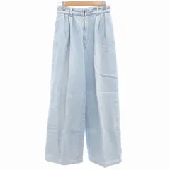 マカフィー MACPHEE トゥモローランド コットンデニム タックワイドパンツ ジーンズ ジップフライ 34 ライトインディゴブルー 12-04-34-04133 /GV