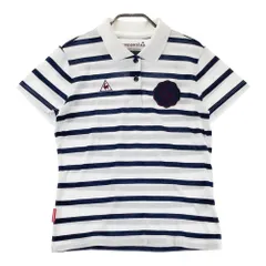 サイズ：L LE COQ GOLF ルコックゴルフ  半袖ポロシャツ ボーダー柄 ホワイト系 [240101378045]# ゴルフウェア レディース ストスト