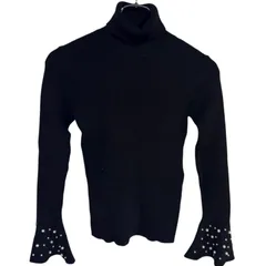 B057 michellMacaron ミシェルマカロン ニット セーター ブラック パール カジュアル レディース F