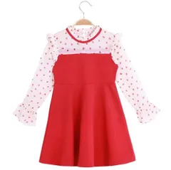 ハート柄 ワンピース キッズ 女の子 シースルー フリル フォーマル かわいい