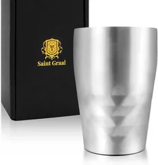 SaintGraal ステンレス タンブラー 真空断熱 保冷 保温 誕生日プレゼント 男性 父の日 ギフト グラス コップ お酒 ビール ハイボール(シルバー)