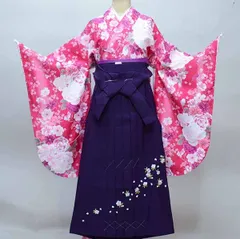 二尺袖 着物 袴 フルセット 長襦袢も含む（半衿付 着物専用）百花繚乱 ピンク 袴変更可能 卒業式に NO36096