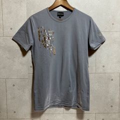 EMPORIO ARMANI エンポリオアルマーニ ロゴ プリント Tシャツ グレー パープル 紫 半袖 トップス XL メンズ SG148-61