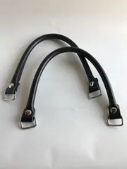 新品　バッグ持ち手 本革 かばん取っ手 ビジネスバッグ修理用 補修用持ち手 黒 バッグハンドル 手芸用持ち手 本革 牛革 トレマーガ リアルレザー レザー 持ち手 着脱可能 Tremaga 自分で取り替えられる持ち手 交換用持ち手 D菅は金具ついていません