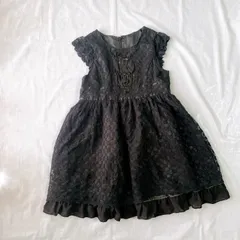 美品 anyFAM エニィファム 女の子 子供用 ドレス ワンピース 120㎝ ブラック リボン レース フリル かわいい エレガント 発表会 結婚式 セレモニー  フォーマル 卒園式 入園式