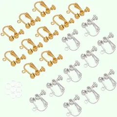 【人気商品】YFFSFDC イヤリングパーツ 20個入 丸玉タイプジュエリー イヤリング金具 ネジバネ式 ピアスパーツ DIY ハンドメイド 2色ゴールド+シルバーシリコンカバー付きアレルギー 対応可能