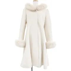美品 Rene ルネ コート アウター ベージュ 36(S) ロング 長袖 フレア Aライン フード ウール アンゴラ シルク フォックスファー おしゃれ シンプル 無地 大人女子 ブランド 着回しのサムネイル