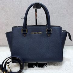 マイケルコース 2Wayハンド ショルダーバッグ フラワー ネイビー 