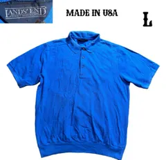 90sUSA製ランズエンド半袖　スウェットデザインLポロシャツLポロ襟