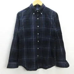 G■ジムフレックス/gymphlex 長袖BDチェックシャツ/ネルシャツ【M】紺/men's/84【中古】■