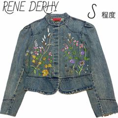 ルネデリ　RENE DERHY デニムジャケット　S程度　花柄　レディース