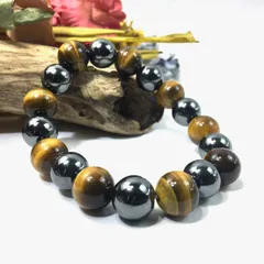 ヘマタイト×タイガーアイ パワーストーン ブレスレット 12mm 天然石 メンズ・レディース　男性・女性　数珠ブレス　開運  [1]
