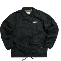 VANS　バンズ　ヴァンズ　ノーカラーコーチジャケット　ブラック PAWN PAWN×VANS LOGO COACH JACKET 93001 BLACK NAVY OLIVE