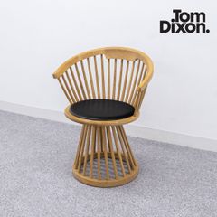 【展示品】Tom Dixon トムディクソン FAN DINING CHAIR ファン ダイニング チェア アーム リビング ラウンジ オーク レザー ナチュラル 定価20万【2】