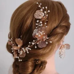 髪飾り　ヘアアクセサリー　ヘッドドレス　カチューシャ　結婚式　ウェディング　ブライダル　前撮り　フォトウェディング　成人式　卒業式　ゴールド　お花