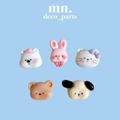 【1つ25円】各3点★デコレーションパーツ　うさぎ　いぬ　くま　ねこ　アニマル　動物