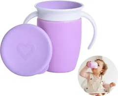 新品 ハンドル付きミラクルカップ　パープル　(munchkin マンチキン ベビーマグ コップ飲み 練習 漏れにくい こぼれにくい) [佐川急便]